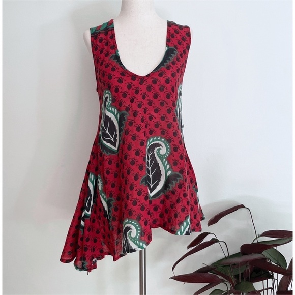 Sustainable Brand SUNO African Pattern Fruits Floral Asymmetrical Blouse Tunic S - Picture 8 of 9